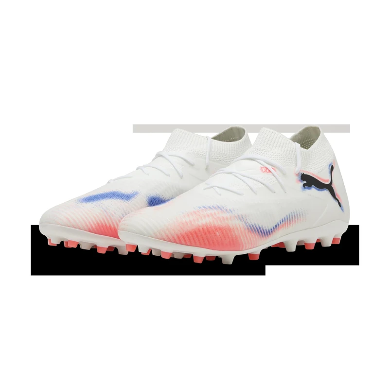 PUMA Unisex Future 8 Match Multi-Ground Football Boots, PUMA White-PUMA Black-Glowing Red, 7 UK