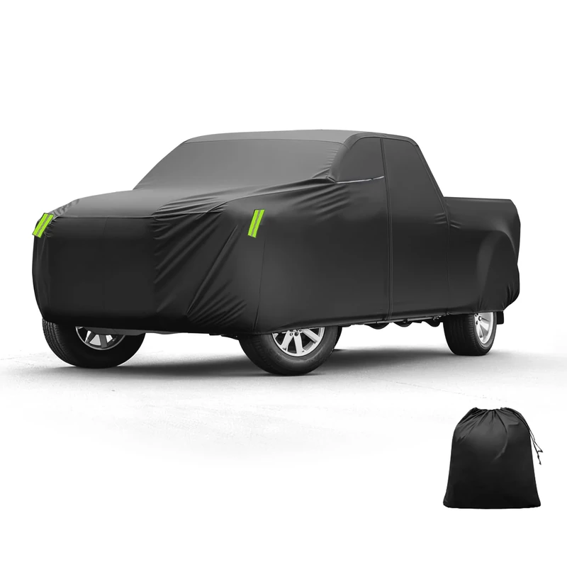 X AUTOHAUX Waterproof Truck Car Cover for Trucks Up to 200 Inches - All-Weather Protection, Anti-UV, Windproof, Left Side Zipper & Mirror Pockets Heavy Duty Outdoor Vehicle Cover