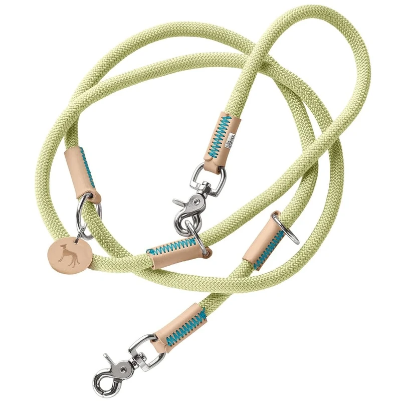 HUNTER Malia Adjustable Dog Lead Colour: Mint/Natural, Smooth Rope and Robust Leather, Adjustable to 3 Positions, Lightweight, Durable, Modern Look, Made in Germany, Size: 10/200