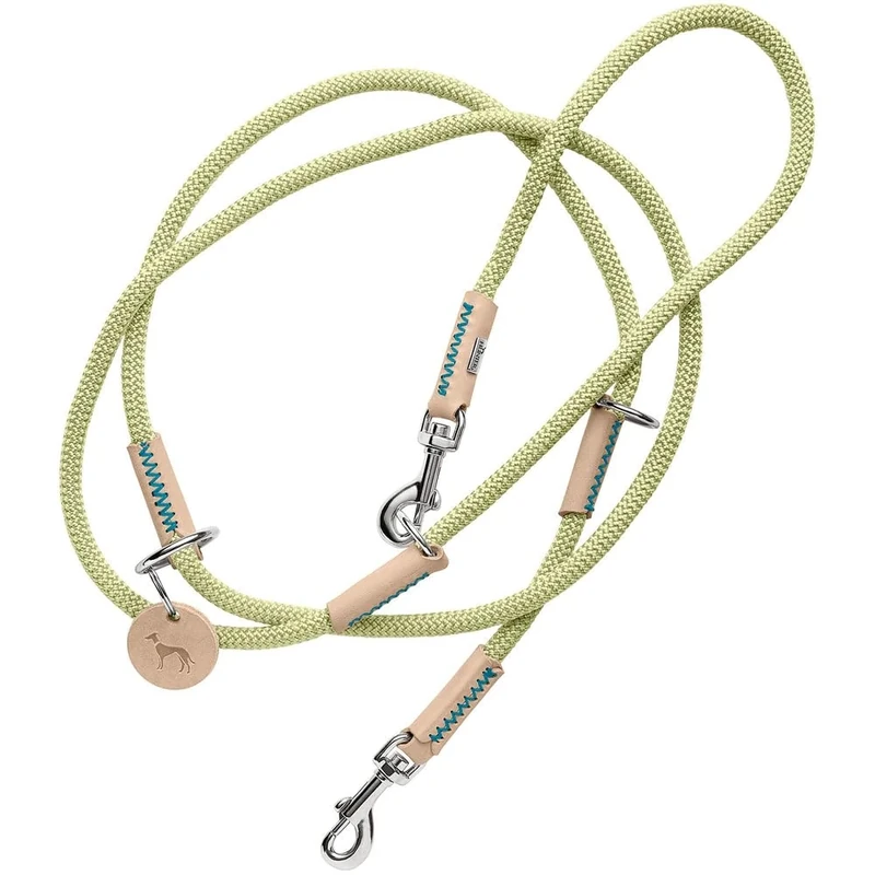 HUNTER Malia Adjustable Dog Lead Mint/Natural Smooth Rope and Robust Leather Adjustable to 3 Positions Lightweight Durable Modern Look Made in Germany Size 8/200