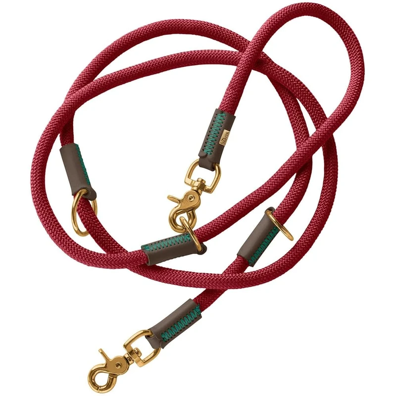 HUNTER Malia Adjustable Dog Lead Colour: Wine Red/Dark Brown, Smooth Rope and Robust Leather, Adjustable to 3 Positions, Lightweight, Durable, Modern Look, Made in Germany, Size: 10/200