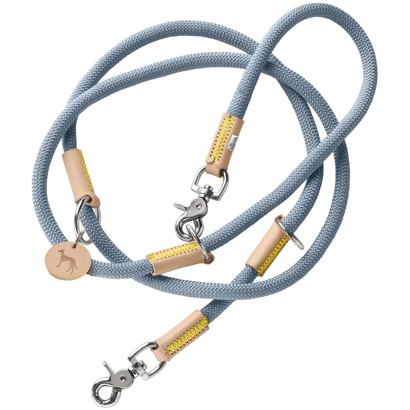 HUNTER Malia Adjustable Dog Lead Colour: Dove Blue/Natural, Smooth Rope and Robust Leather, Adjustable to 3 Positions, Lightweight, Durable, Modern Look, Made in Germany, Size: 10/200