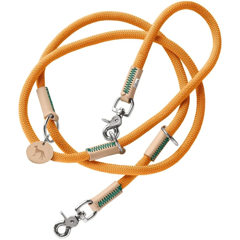 HUNTER Malia Adjustable Dog Lead Colour: Apricot/Natural, Smooth Rope and Robust Leather, Adjustable to 3 Positions, Lightweight, Durable, Modern Look, Made in Germany, Size: 10/200