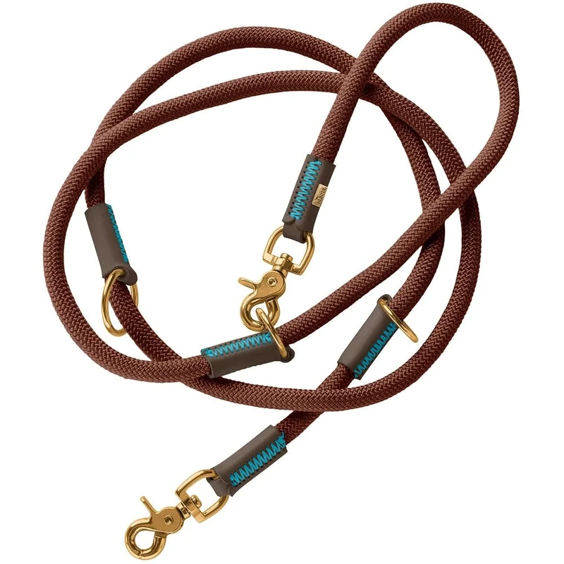 HUNTER Malia Adjustable Dog Lead Colour: Chocolate Brown/Dark Brown Smooth Rope and Robust Leather Adjustable to 3 Positions Lightweight Durable Modern Look Made in Germany Size: 10/200