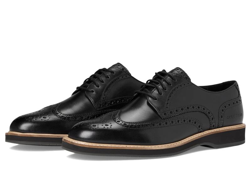 Cole Haan Men's Morse Grand Wingtip Oxfords, Black/Black/Gray Pinstripe, 11 UK