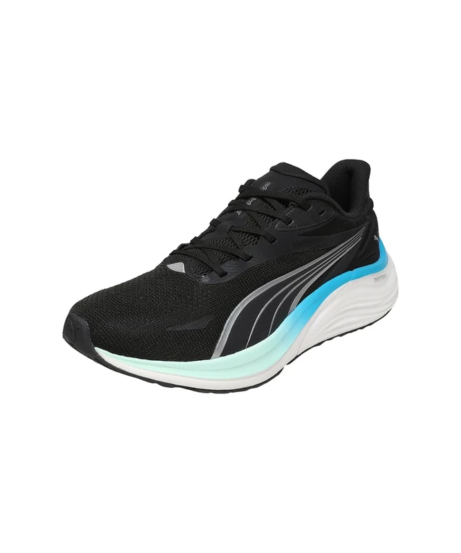 PUMA Mens Electrify Nitro 4 Road Running Shoe, Puma Black Mint Melt Speed Blue, 12 UK