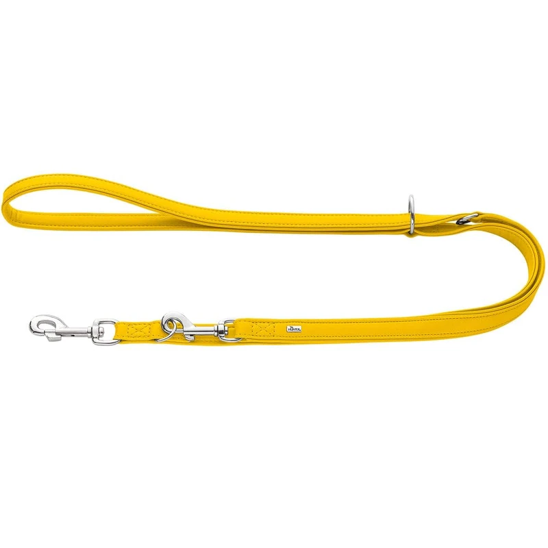 HUNTER Amalfi Adjustable Dog Lead Colour: Yellow, Vegan, Faux Leather in Nappa Look, Adjustable to 3 Positions, Soft, Easy to Clean, Brilliant Colour, Made in Germany, Size: 20/200