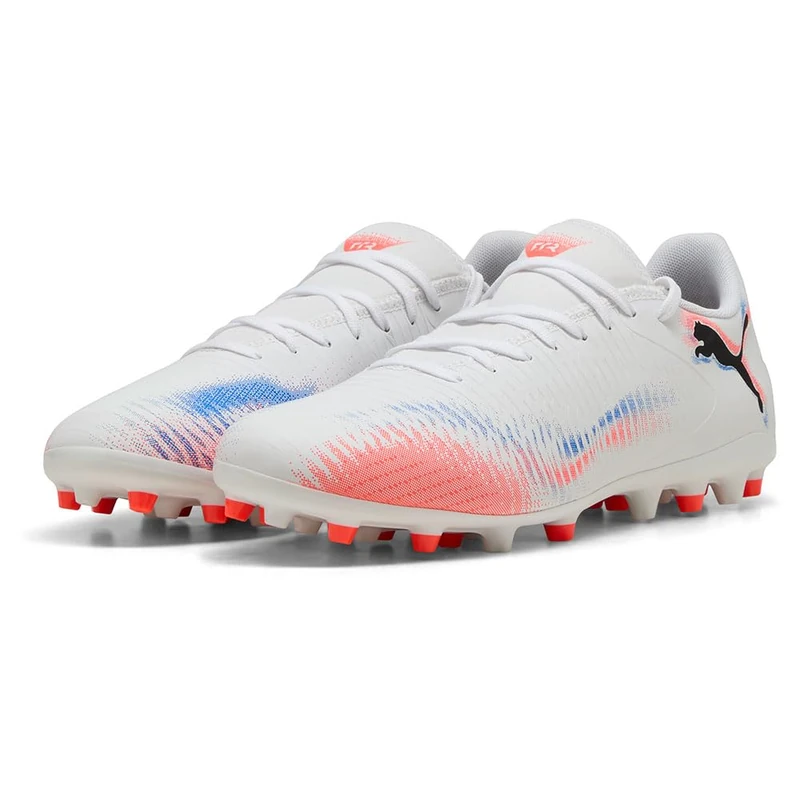PUMA Future 8 Play MG Soccer Shoe Unisex, PUMA White-PUMA Black-Glowing Red, 9.5 - Image 1