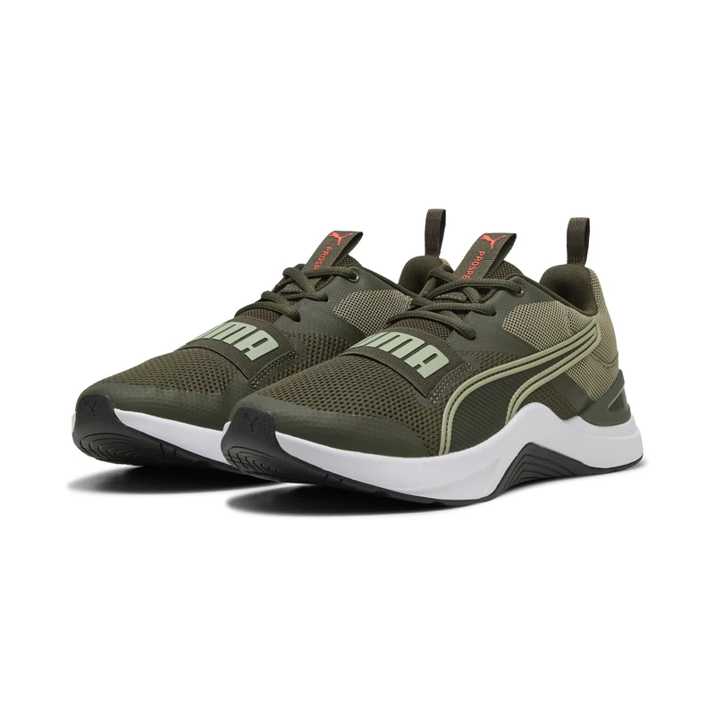 PUMA Unisex Prospect Cross Trainer, Dark Olive-LUX Army-Glowing RED, 4 UK