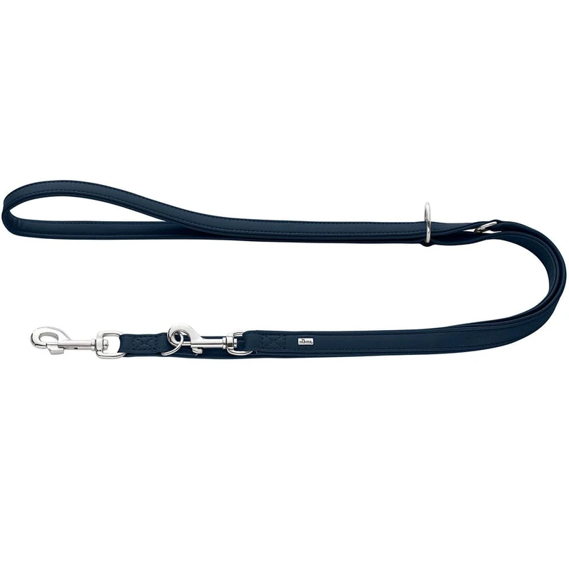 HUNTER Amalfi Adjustable Dog Lead Navy Blue Vegan Faux Leather Nappa Look Adjustable to 3 Different Positions Soft Easy Care Brilliant Colour Made in Germany Size: 15/200