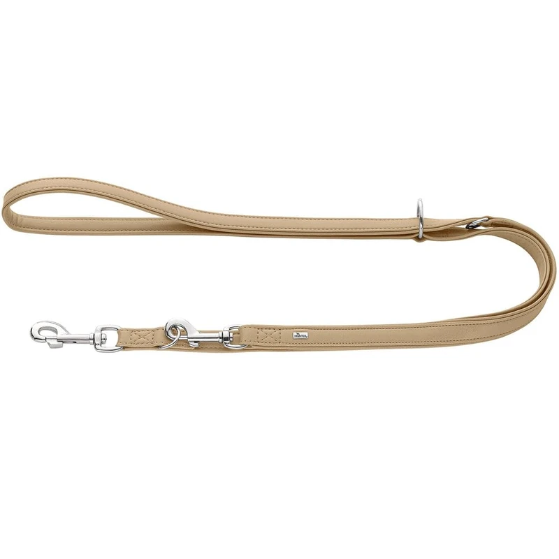 HUNTER Amalfi Adjustable Dog Lead Beige Vegan Faux Leather Nappa Look Adjustable to 3 Different Positions Soft Easy Care Brilliant Colour Made in Germany Size: 15/200