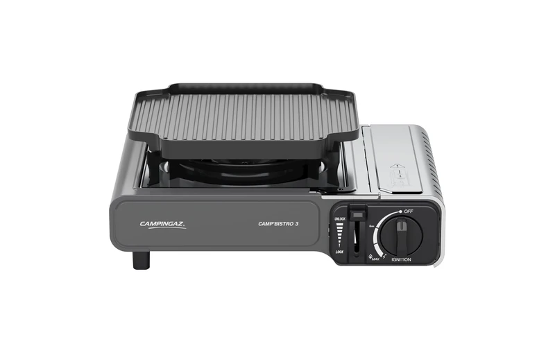 Campingaz Camp Bistro 3 Stove | 1 Burner Camping Stove | 2200 Watt Camp Stove | Compact portable Outdoor Cooker | Includes Carry case for Easy Transport | Black,Camp Bistro 3 Griddle
