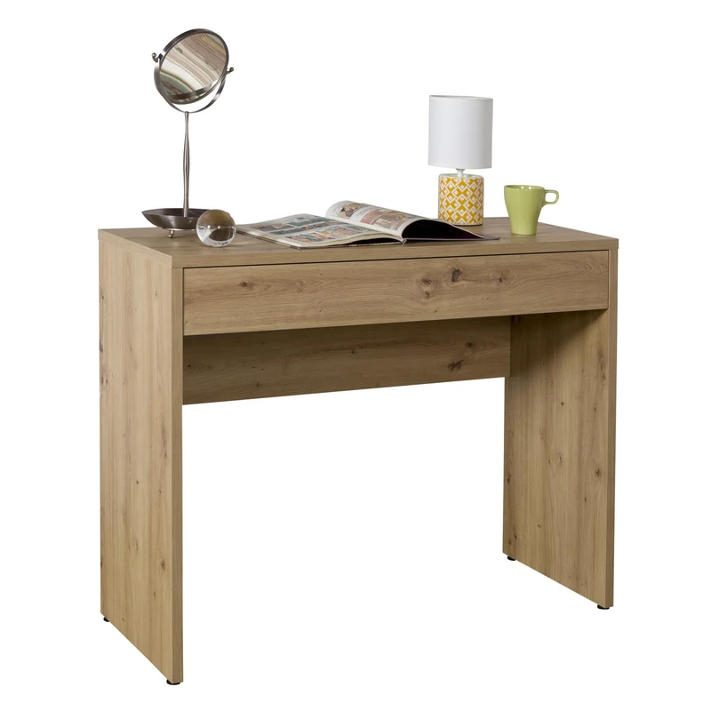 Composad | ESPRESSO Line Desk with 1 Drawer, Elegant and Modern Office Desk, for PC, Entrance Console, (WxHxD) 100 x 81.3 x 40.5 cm, Honey Oak Colour, Made in Italy