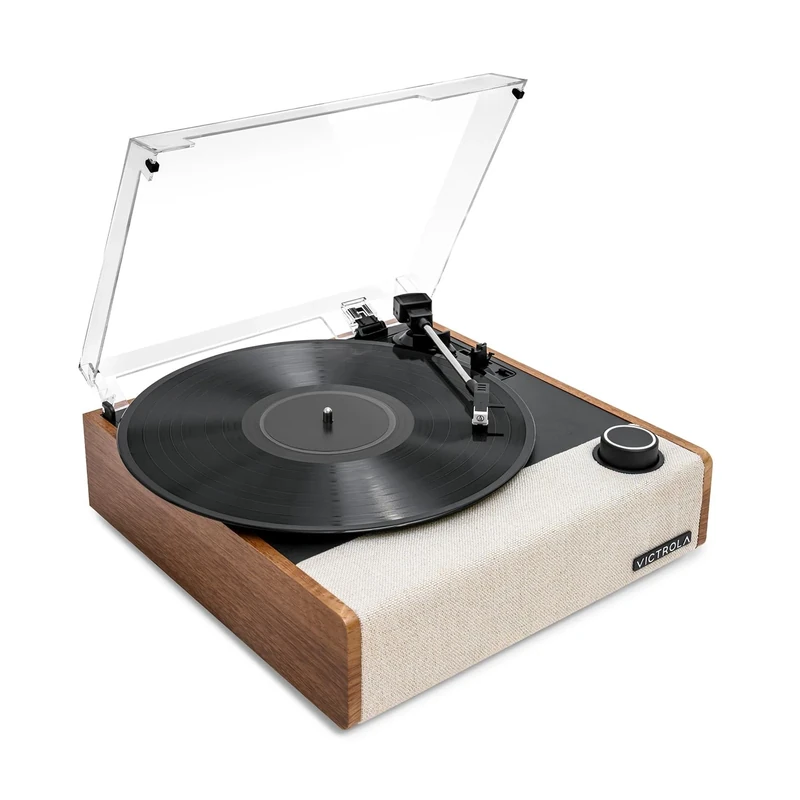 Victrola Eastwood II Record Player with Speakers – Bluetooth 5.1 and Vinyl Stream Technology, Vintage Style 3-Speed Vinyl Player, Audio Technica AT-3600LA Cartridge (Oak)