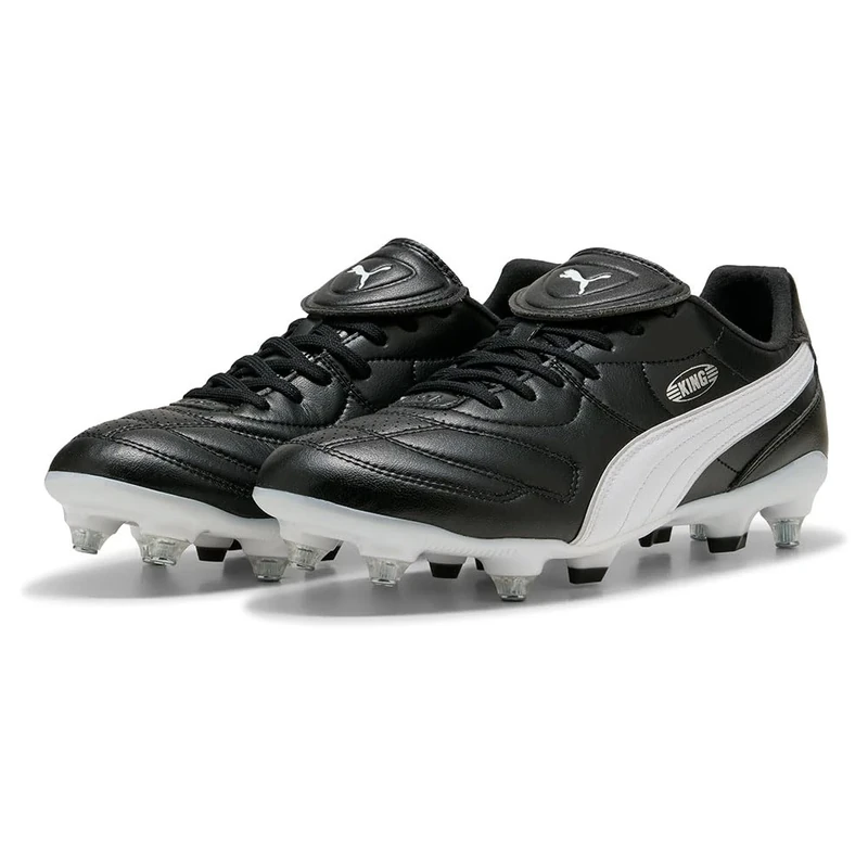 PUMA Unisex King LIGA MXSG Soccer Shoe, Black White Silver, 7.5 UK