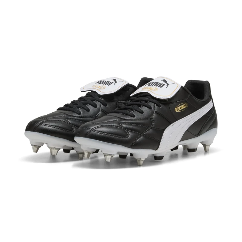 PUMA Unisex King TOP MXSG Soccer Shoe, Black White Gold, 6.5 UK