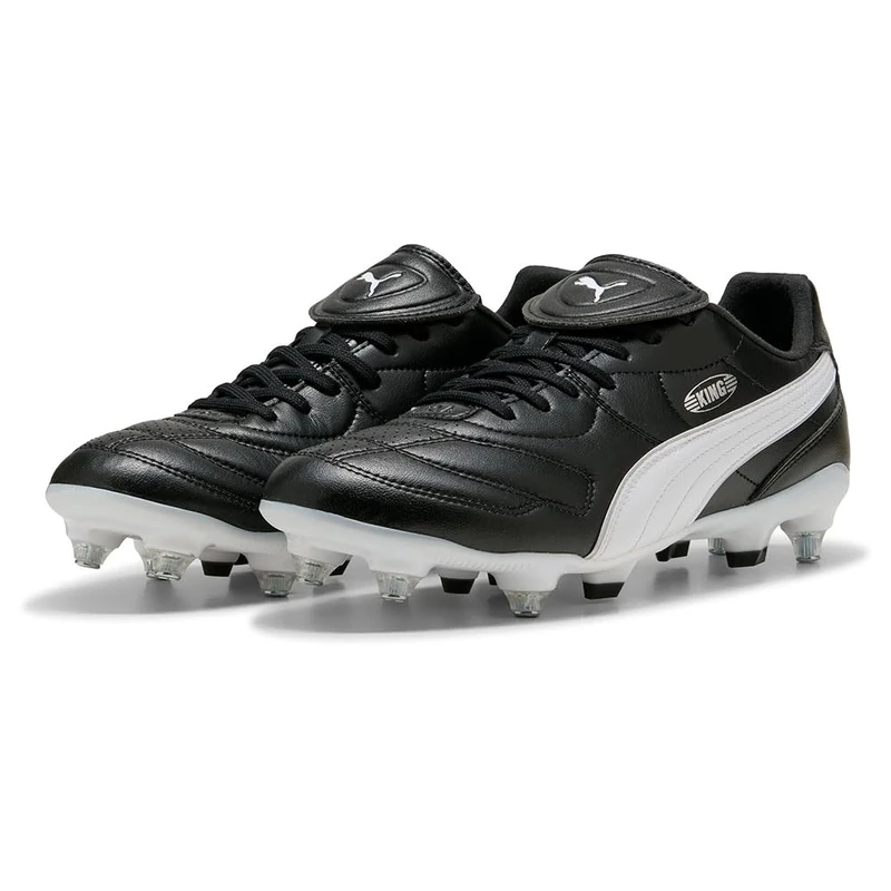 PUMA Unisex King LIGA MXSG Soccer Shoe, Black White Silver, 8.5 UK