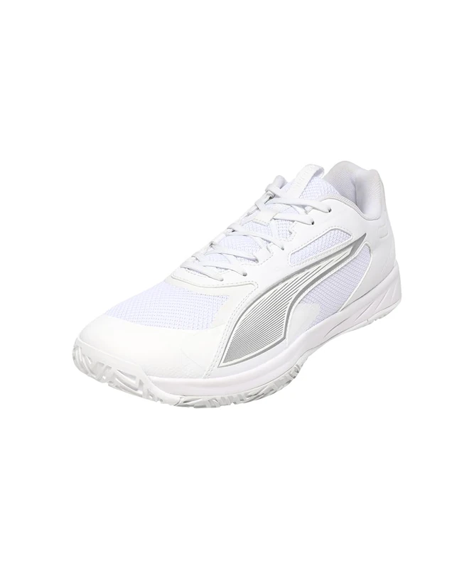 PUMA Unisex Accelerate PRO 4 Indoor Court Shoe, White Silver, 8 UK