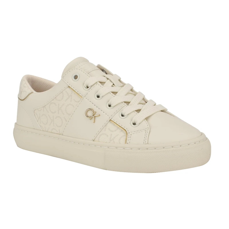 Calvin Klein Women's Charie Sneaker, Ivory Logo 150, 6 UK