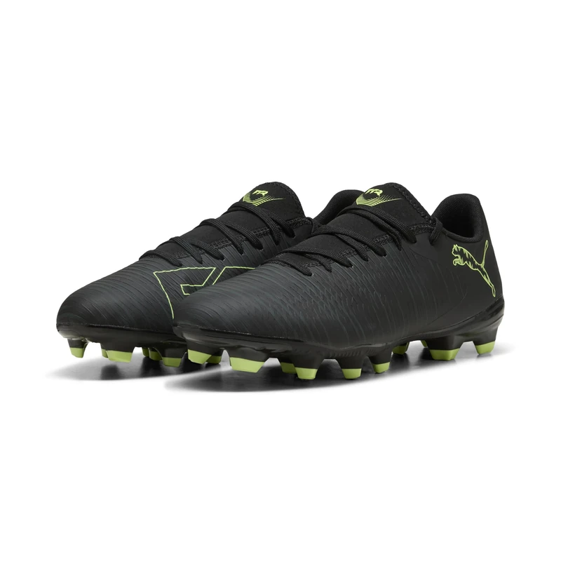 PUMA Unisex Future 8 Play Firm Ground/Artifical Ground Football Boots, PUMA Black-Fizzy Light-Green Terrain, 4 UK