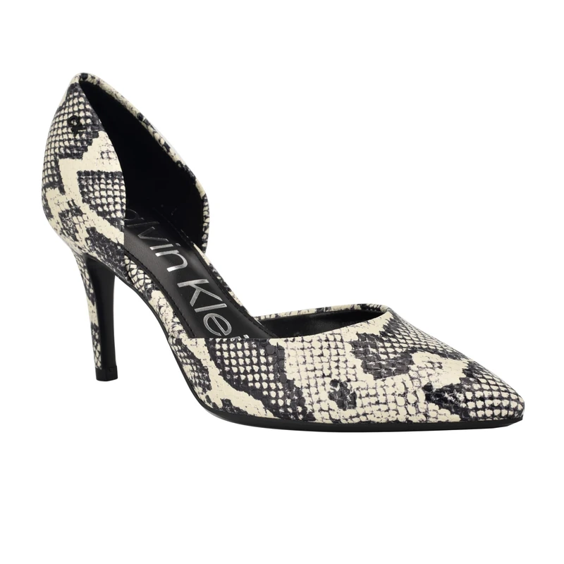 Calvin Klein Women's Gloria Pump, Black/White Snake 005, 7.5 UK