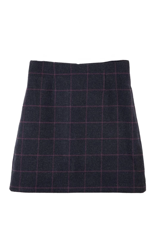 Ladies Classic Tweed Skirt Womens Country Checked Mini Short Skirts Work (UK, Numeric, 20, Regular, Regular, Navy Tweed)