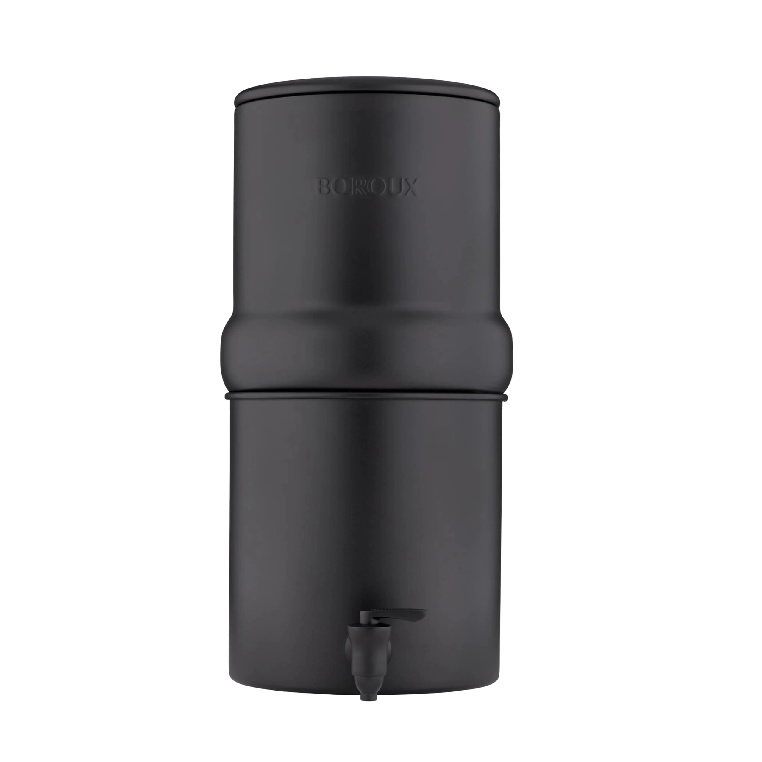 Companct. Boroux Gravity-Fed Countertop Stainless Steel Water Filter System | 1.8 Gallons with 2 Authentic Black Foundation. Filters | Matte Black