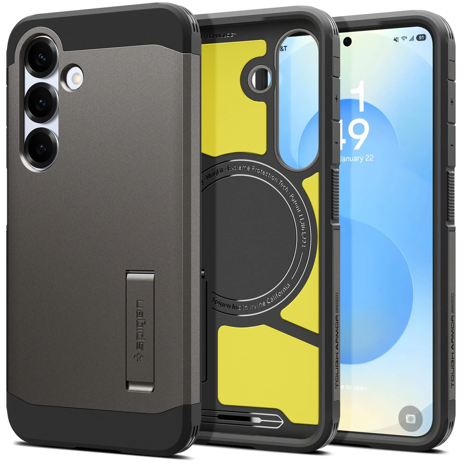 Spigen Tough Armor (AI) MagFit Case for Samsung Galaxy S25, Compatible with MagSafe Accessories - Gunmetal