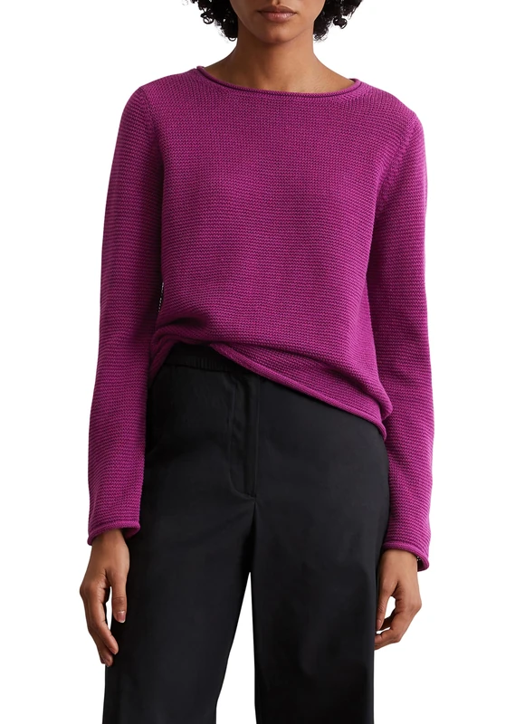 Marc OߴPolo Women's Organic Cotton Knitted Jumper with Round Neck, Purple (Fresh Berry), XS