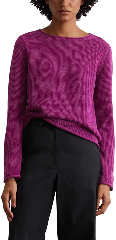 Marc OߴPolo Women's Organic Cotton Knitted Jumper with Round Neck, Purple (Fresh Berry), XXL