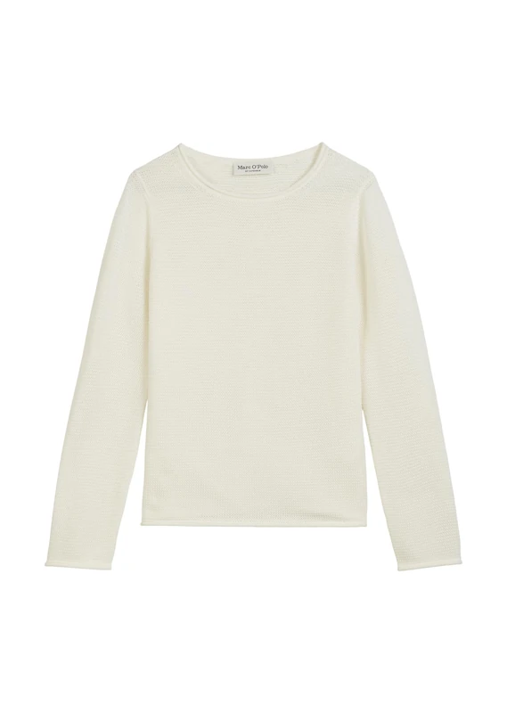 Marc OߴPolo Women's Organic Cotton Knitted Jumper with Round Neck, Off White (White Cotton), XXL