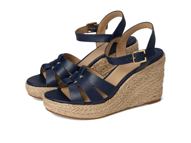 Lauren Ralph Lauren Women's Wedges Soffia Nappa Leather Espadrille, Refined Navy, 6 UK