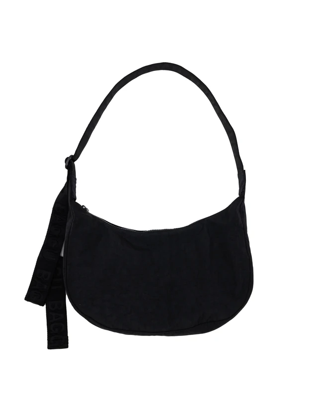BAGGU Medium Nylon Crescent Bag - Black, Black, Medium Nylon Crescent Bag - Image 1