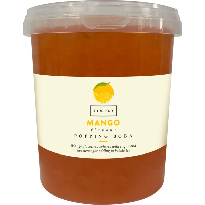 Simply Mango Popping Boba, Fruit Juice Flavoured Bursting Boba Pearls for Bubble Tea, Vegan & Halal Friendly (Pack of 4 x 870g)