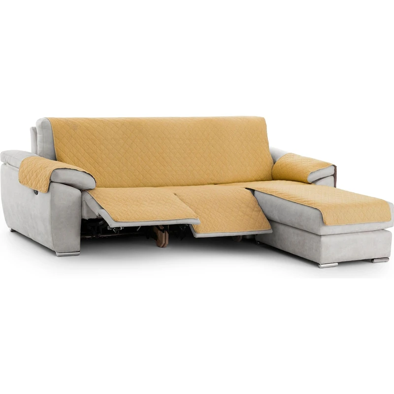 ECOMMERC3 Chaiselong | Normal Right Padded and Non-Slip Sofa Cover - Mustard Chaiselong Sofa Cover Full Protection, Comfort and Style in Adjustable and Washable Design