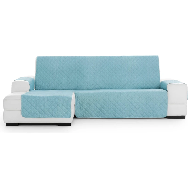 ECOMMERC3 Chaiselong Sofa Cover Normal Left Padded and Non-Slip – Turquoise Chaiselong Sofa Cover Full Protection, Comfort and Style in Adjustable and Washable Design