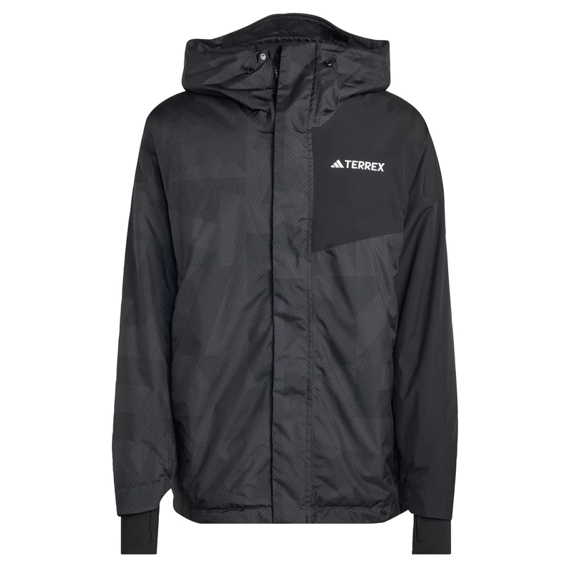 adidas Men's TERREX MULTI 2L RAIN.RDY INSULATED RAIN JACKET, Black/Carbon, L