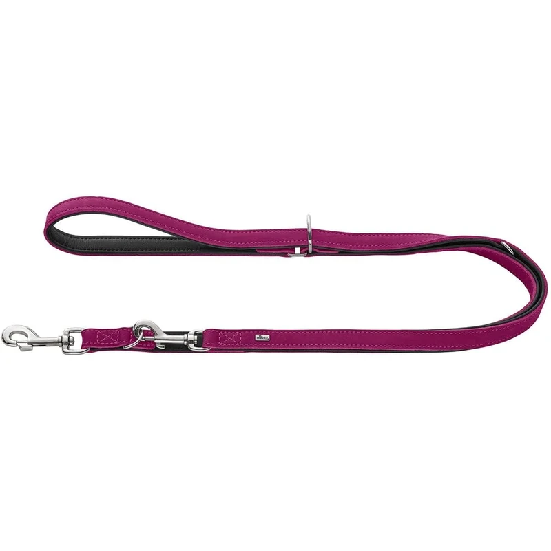 HUNTER Malta Adjustable Dog Lead Colour: Magenta, Made from Strongly Oiled Soft Cowhide Leather, Smooth, Durable, Brilliant Colour, Very Handy, Size: 13/200