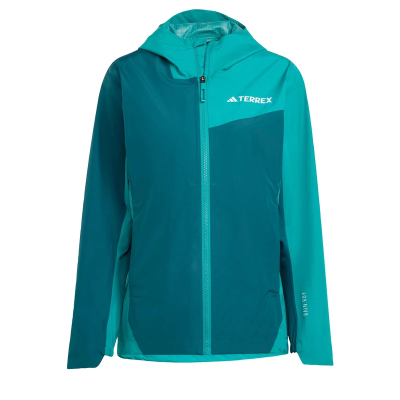 adidas Women's Terrex Multi 2.5 Layer RAIN.RDY Jacket, Mystery Green/Pure Teal, L