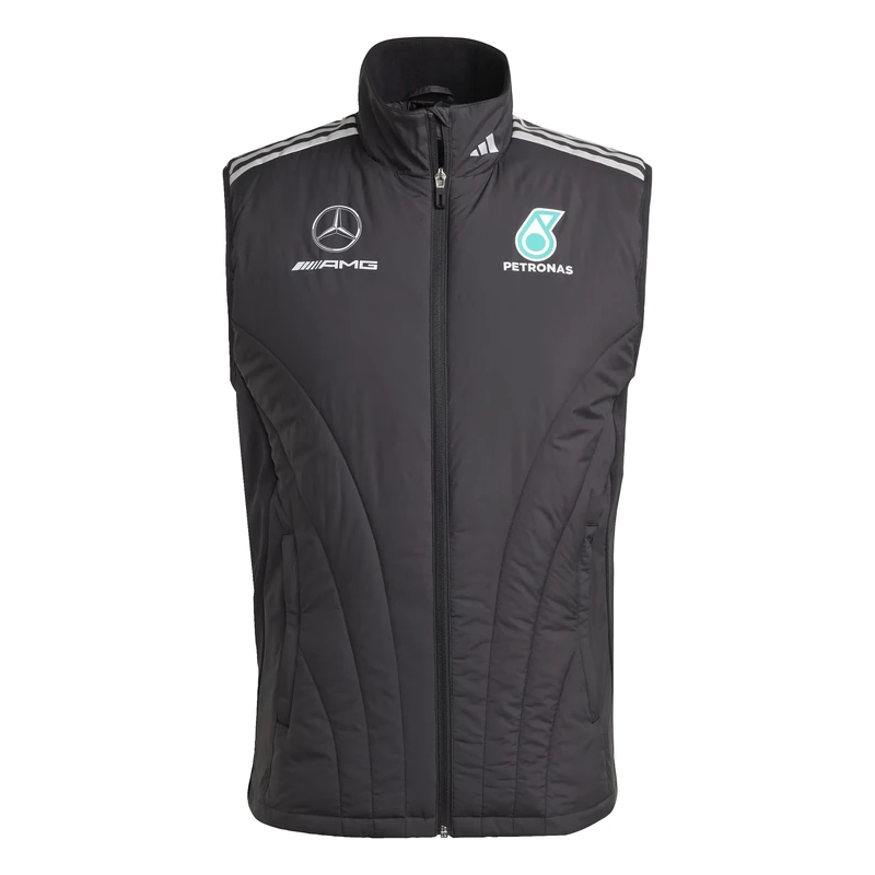 adidas Men's MERCEDES - AMG PETRONAS FORMULA ONE TEAM MECHANICS VEST MEN, Black/Reflective Silver, S