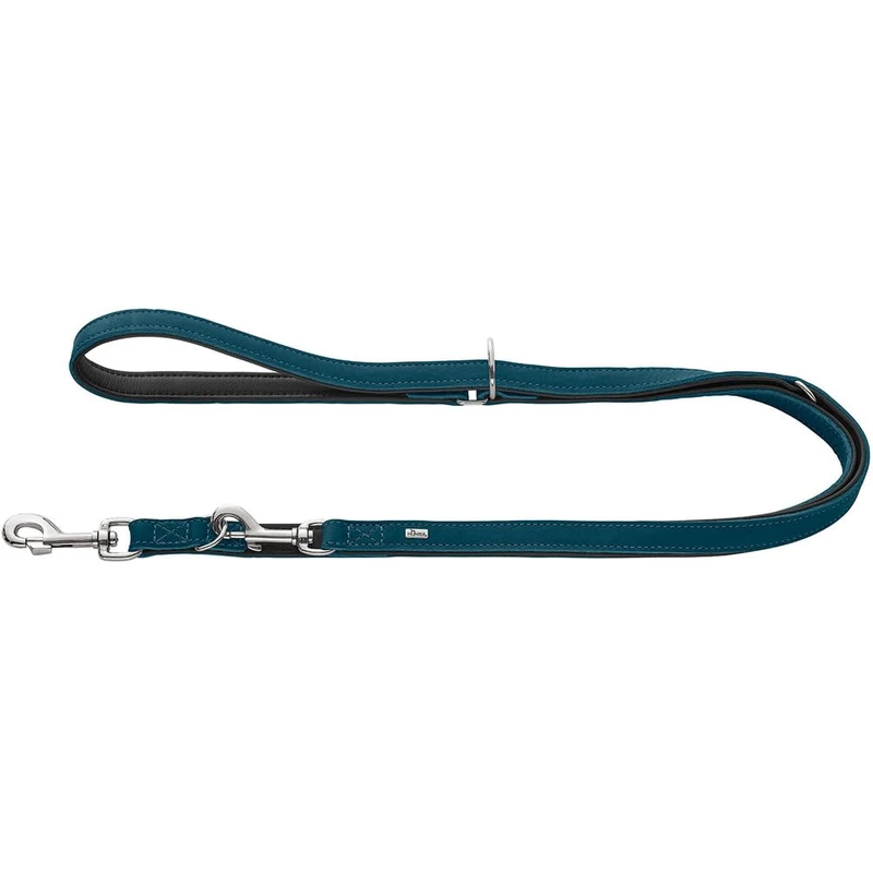 HUNTER Malta Adjustable Dog Lead Colour: Petrol Blue Made from Strongly Greased Soft Cowhide Leather, Smooth, Durable, Brilliant Colour, Very Handy, Size: 13/200