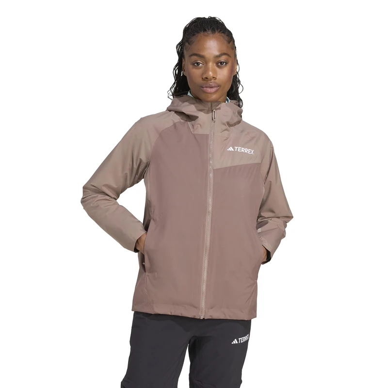 adidas Women's Terrex Multi 2 Layer RAIN.RDY Jacket, earth strata/trace brown, S