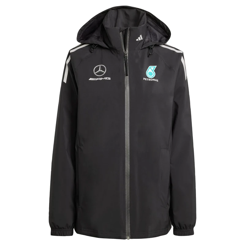 adidas Women's MERCEDES - AMG PETRONAS FORMULA ONE TEAM MECHANICS RAIN JACKET WOMEN, Black/Reflective Silver, L