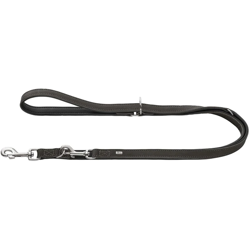 HUNTER Malta Adjustable Dog Lead/Colour: Stone Grey/Made of Strongly Greased Soft Cowhide Leather, Smooth, Durable, Brilliant Colour, Very Handy, Size: 13/200
