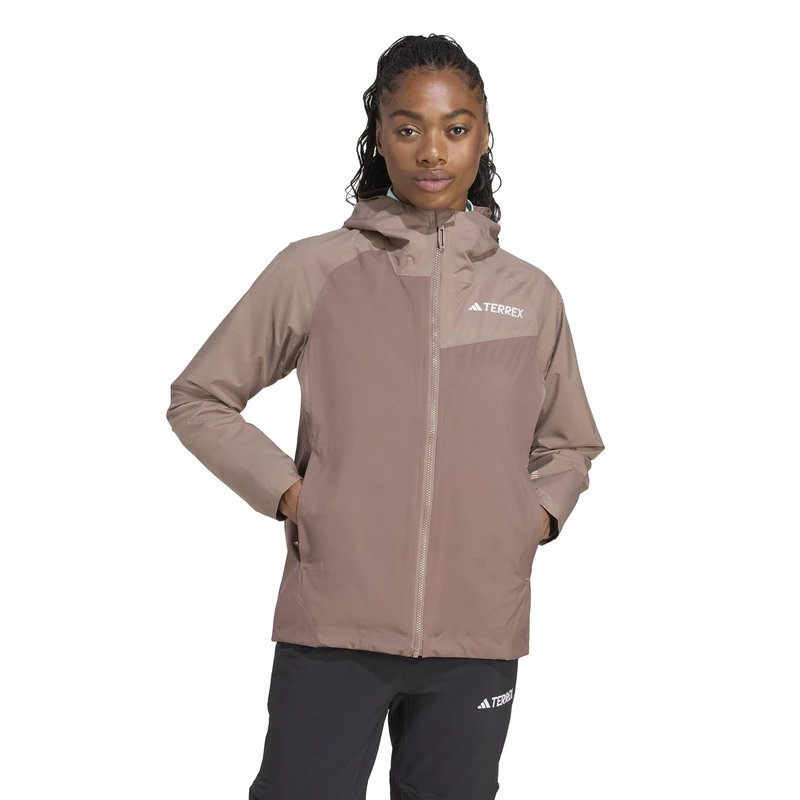 adidas Women's Terrex Multi 2 Layer RAIN.RDY Jacket, earth strata/trace brown, L