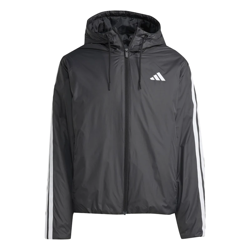 adidas Men's Essentials Climawarm 3 Stripes Insulated Hooded Coat, black, 4XL