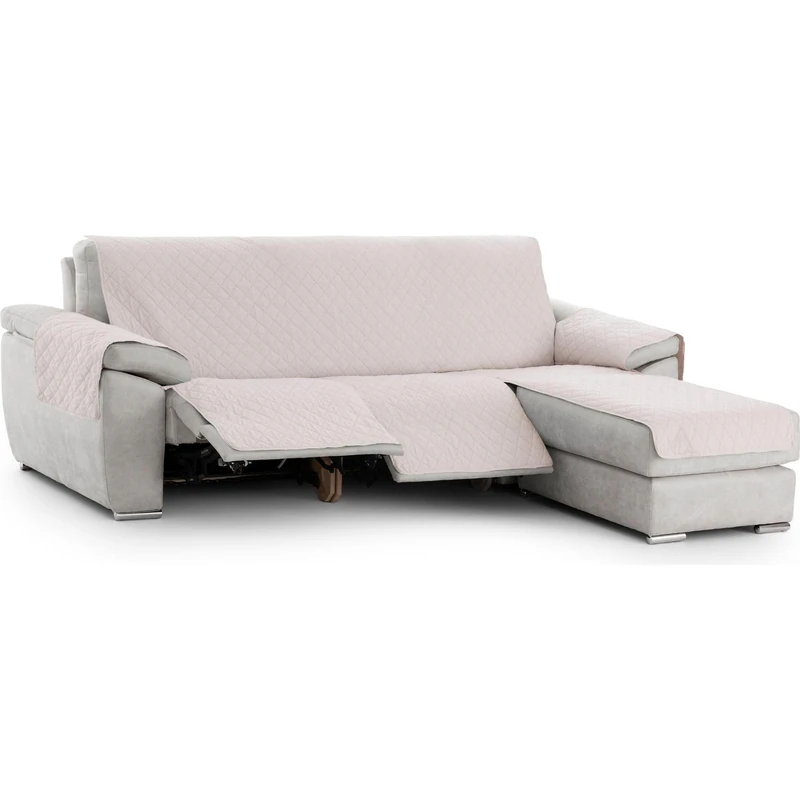 ECOMMERC3 | Chaiselong Mini Right Padded and Non-Slip Sofa Cover – Beige Chaiselong Sofa Cover Full Protection, Comfort and Style in Adjustable and Washable Design