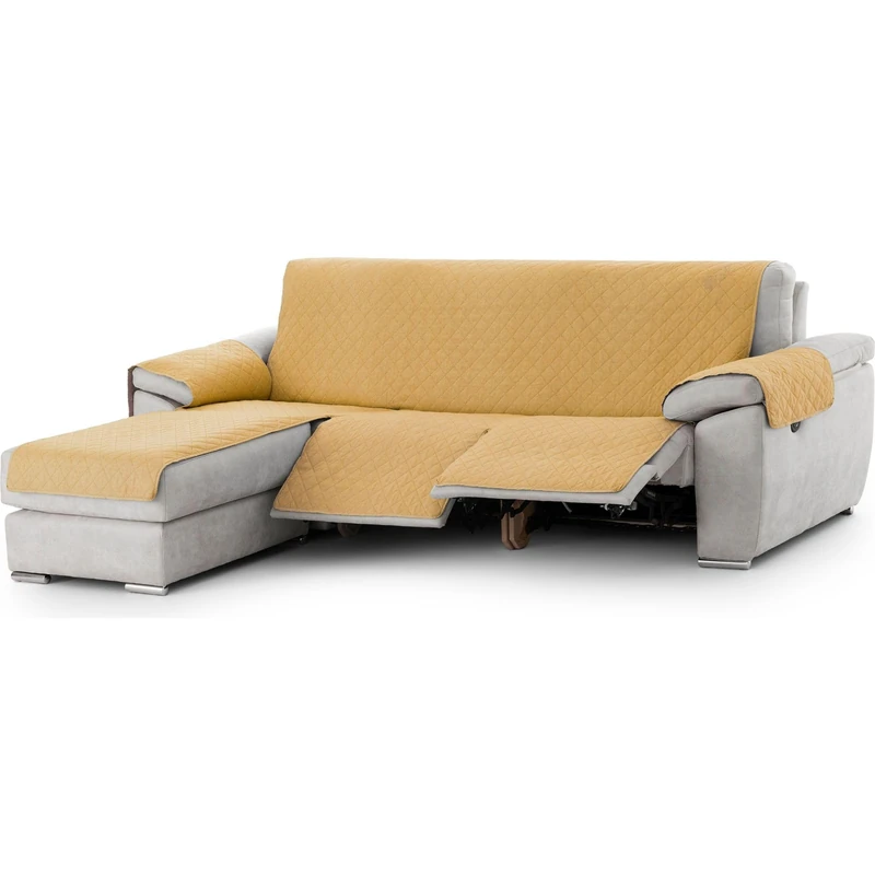 ECOMMERC3 Chaiselong Sofa Cover Normal Left Padded and Non-Slip – Mustard Chaiselong Sofa Cover, Full Protection, Comfort and Style in Adjustable and Washable Design