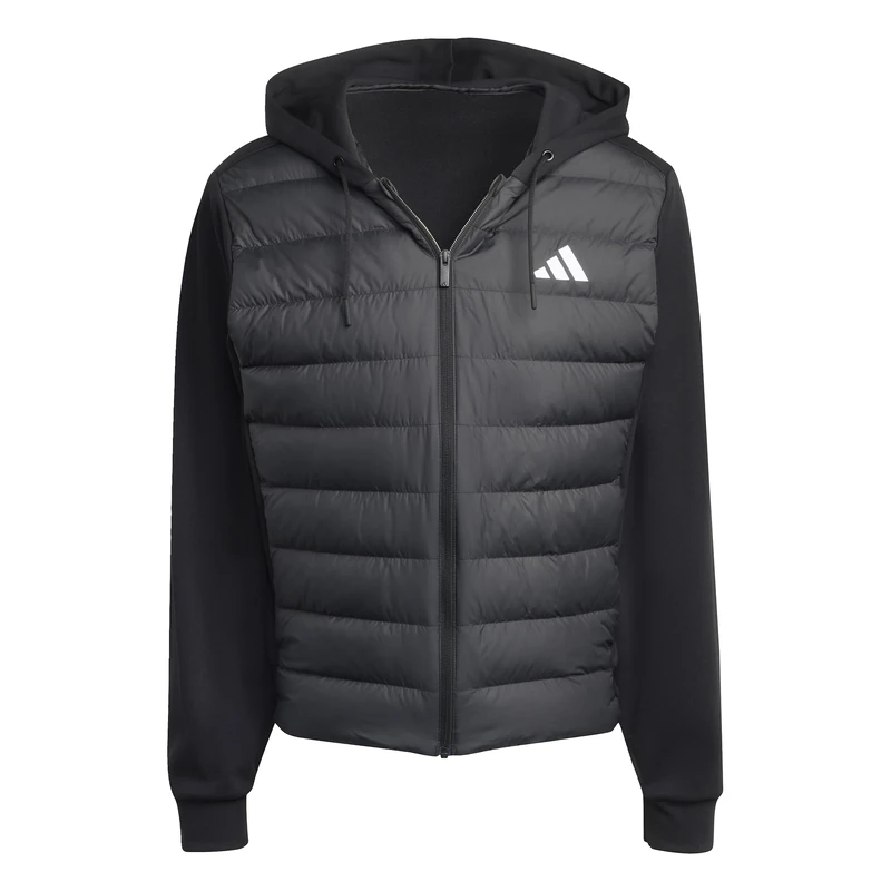adidas Men's Essentials CLIMAWARM Hybrid Down Hooded Jacket, black, L