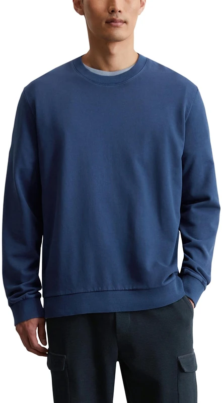 Marc OߴPolo Men's Organic Cotton Sweatshirt with Round Neck, Blue (Iris Ink), S